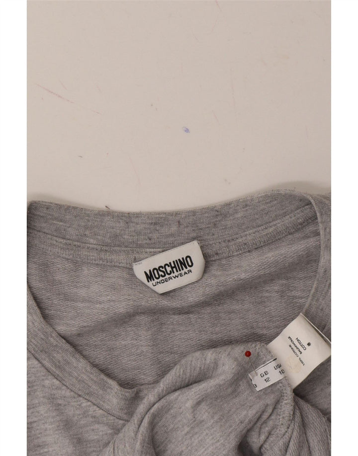MOSCHINO Womens Tracksuit Top Jacket UK 12 Medium Grey Cotton Vintage Moschino and Second-Hand Moschino from Messina Hembry 