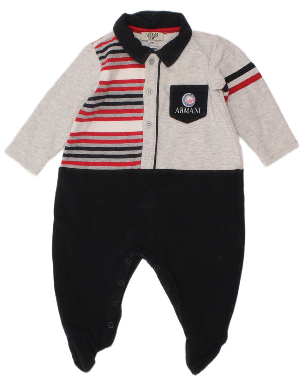ARMANI BABY Mono de manga larga para bebé niño 3-6 meses Negro Colorblock