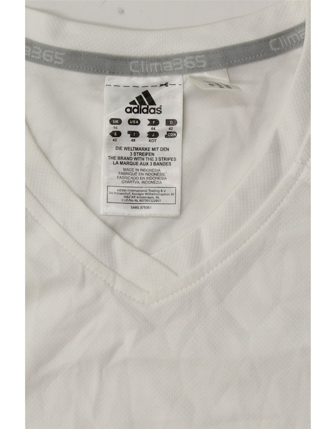 ADIDAS Mujer Clima 365 Camiseta Top UK 40 Grande Blanco Colorblock