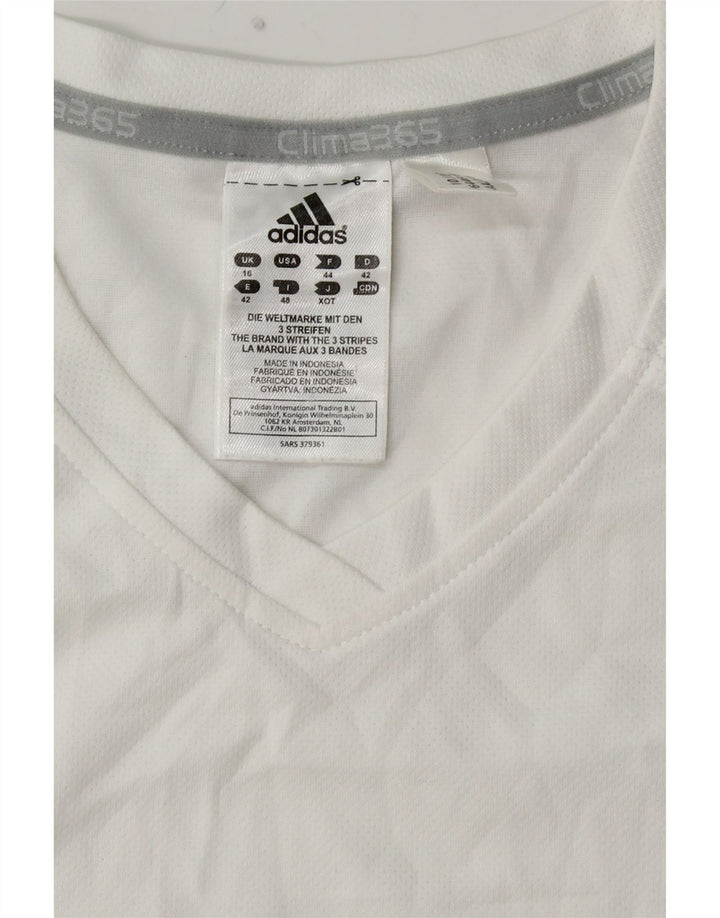 ADIDAS Mujer Clima 365 Camiseta Top UK 40 Grande Blanco Colorblock