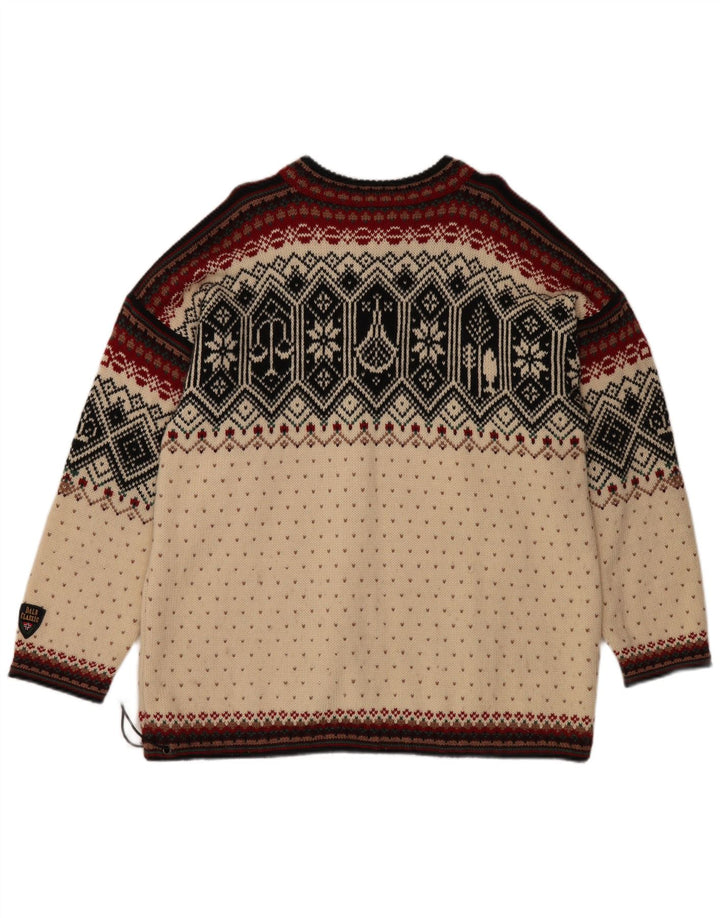 DALE OF NORWAY Suéter tipo jersey con cuello y cremallera para hombre XL Off White Fair Isle