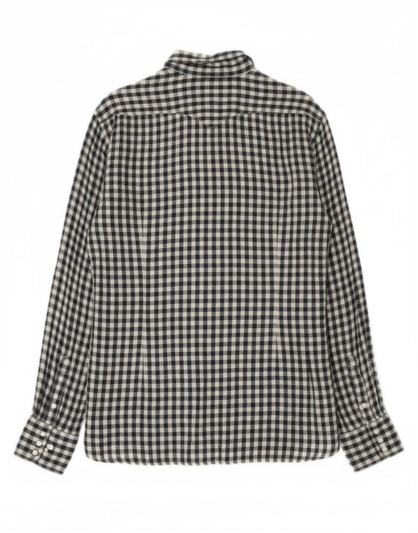 Stefanel - Camisa vaquera para hombre, talla grande, algodón a cuadros, color azul marino