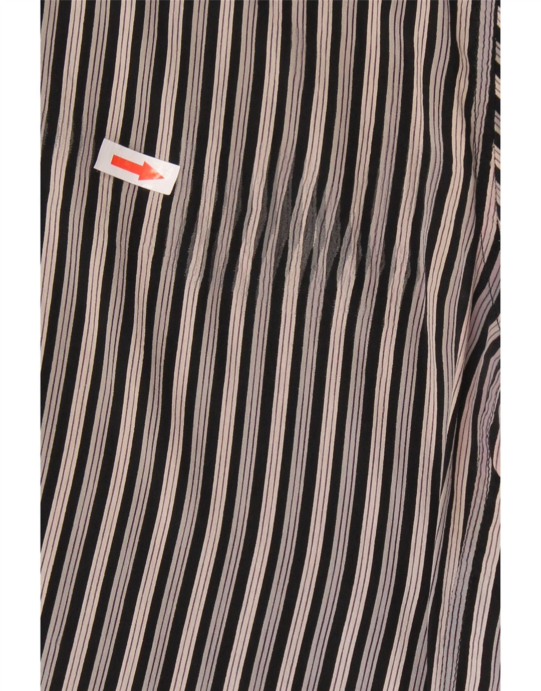 MESSORI Camisa de manga corta para hombre pequeña de seda a rayas negras
