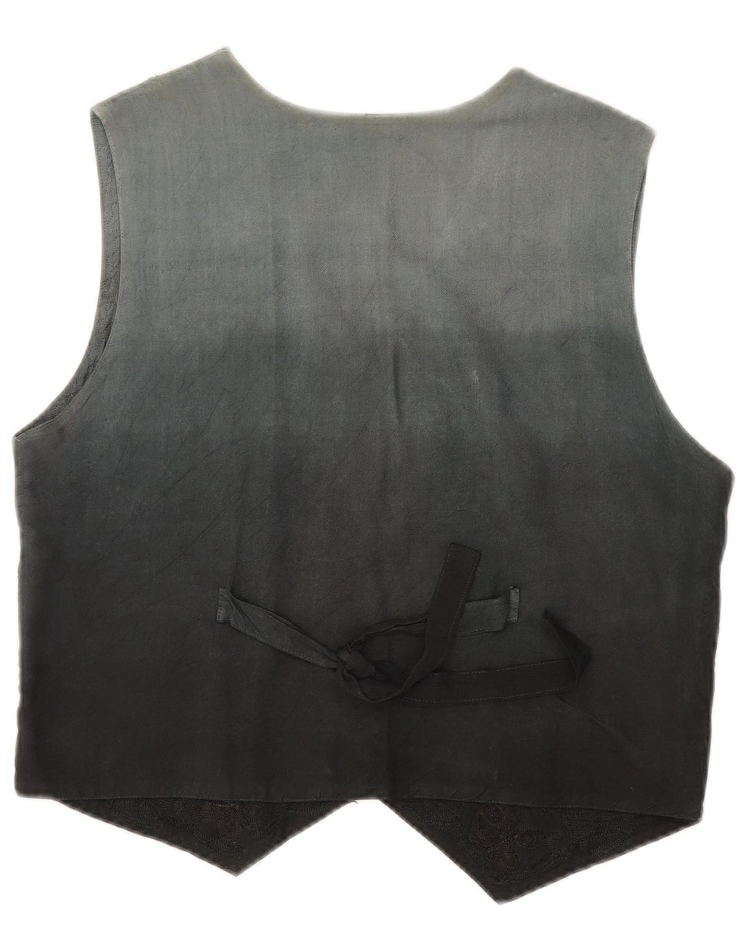 VINTAGE Chaleco de Mujer Reino Unido 16 Grande Negro Floral