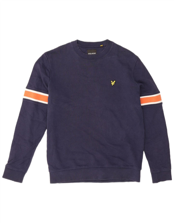 Lyle & Scott Hombre Sudadera Jumper Small Azul Marino Colorblock Algodón