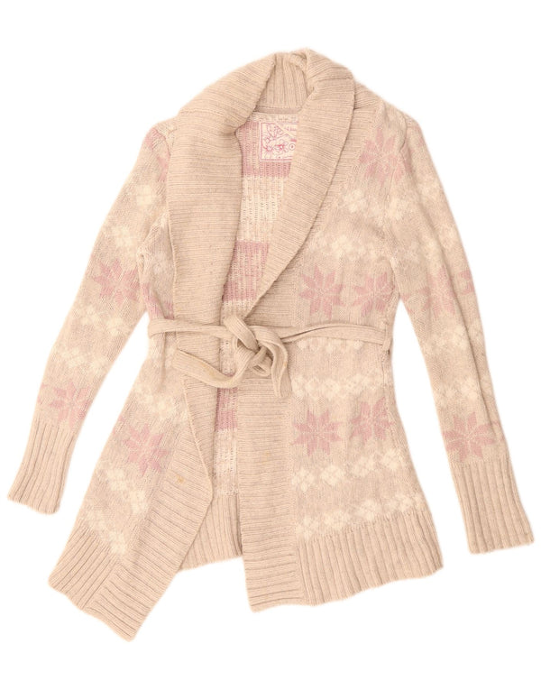 Cárdigan largo para mujer Fat Face UK 8 Small Beige Fair Isle Algodón
