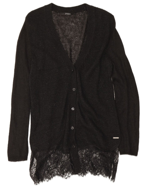 Guess Suéter tipo cárdigan largo para mujer UK 10 Small Black Moteado