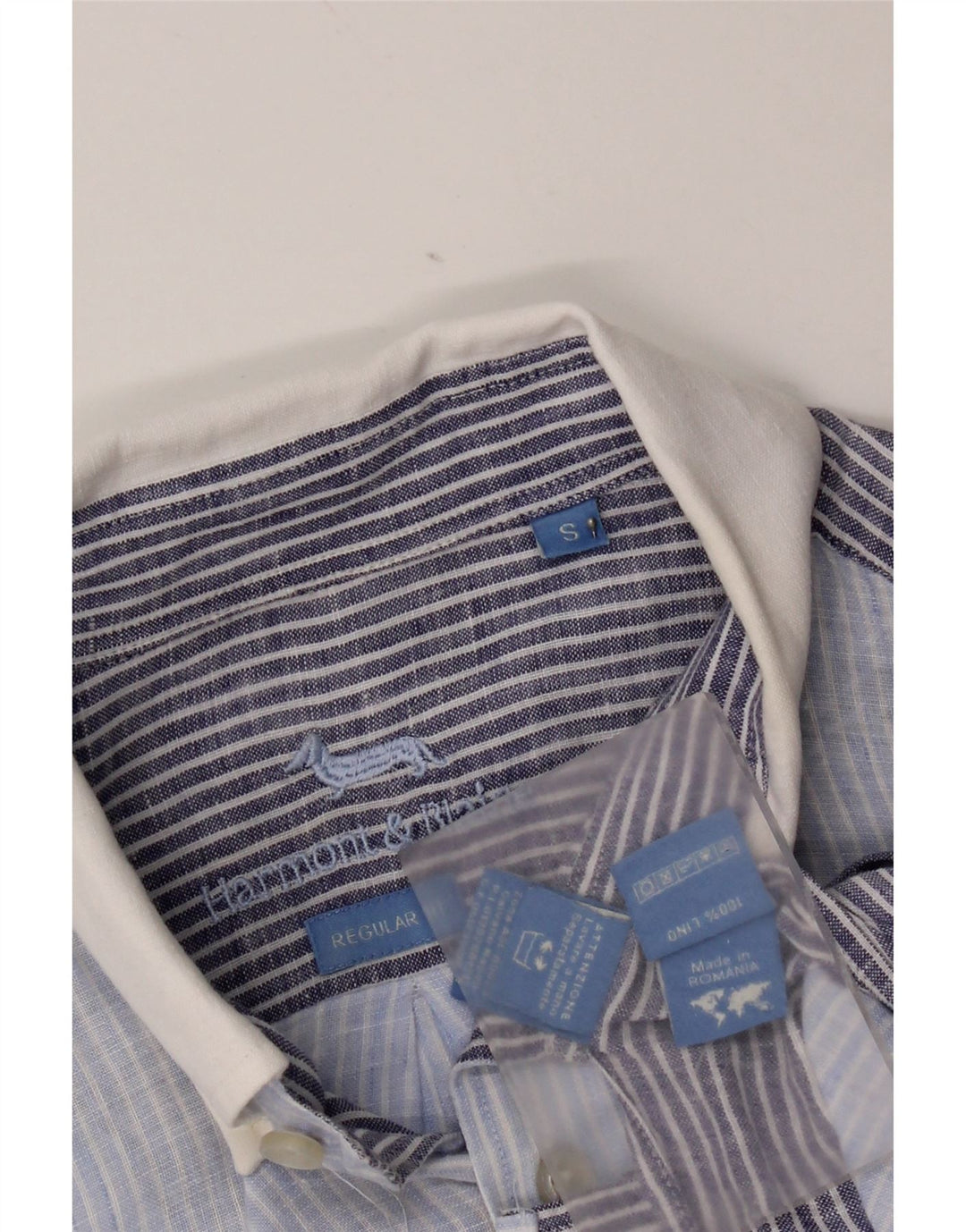 Camisa Harmont & Blaine Hombre Regular Fit Lino Color Block Azul Pequeño