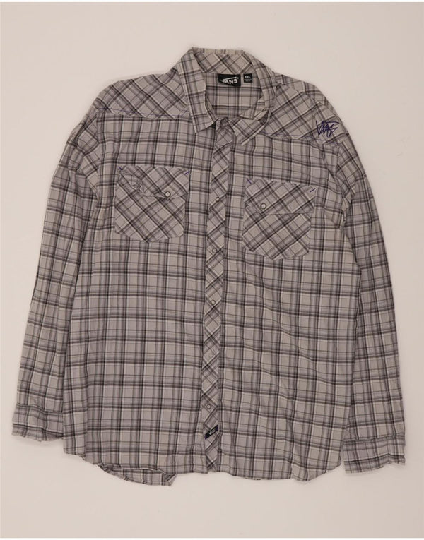 Camisa Vans Hombre 2XL Algodón A Cuadros Gris