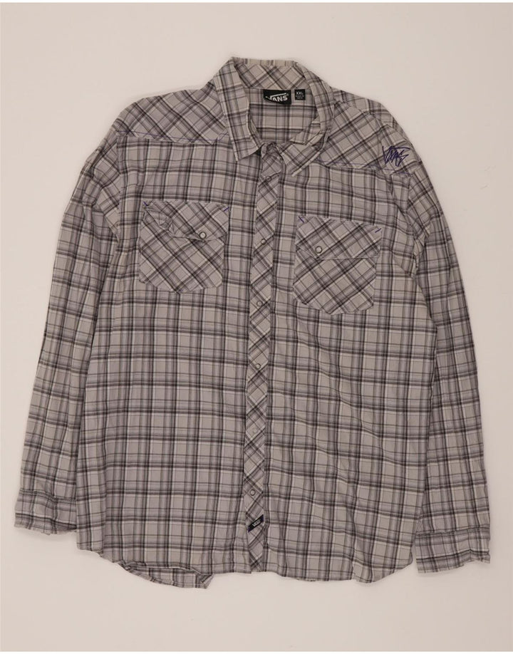 Camisa Vans Hombre 2XL Algodón A Cuadros Gris