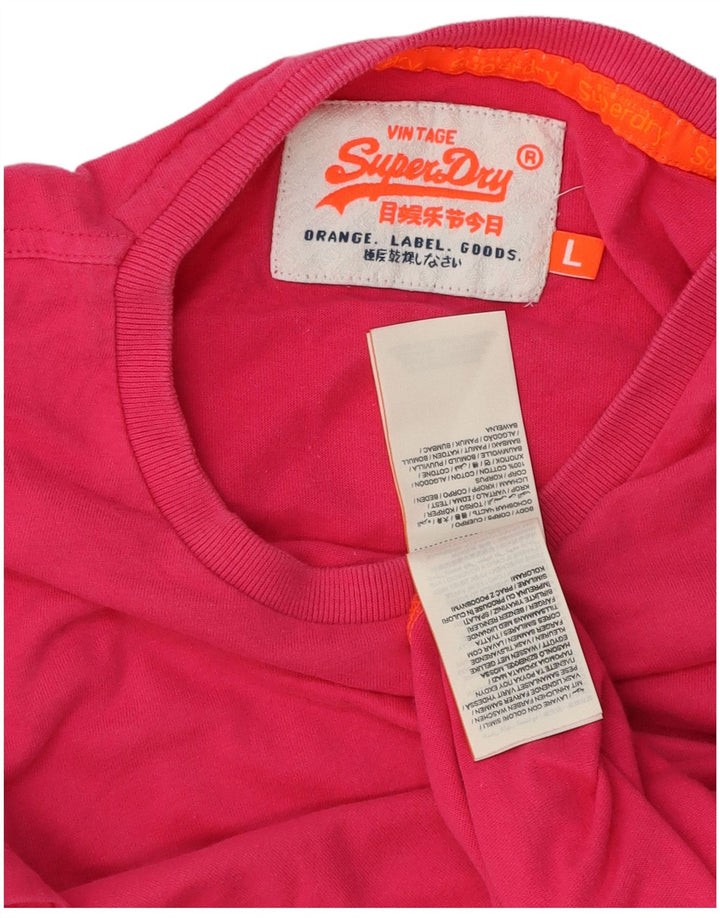 Camiseta Superdry Mujer Top Grande Rosa Algodón