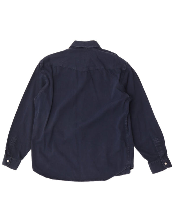 Camisa Carrera Hombre Grande Azul Marino Algodón