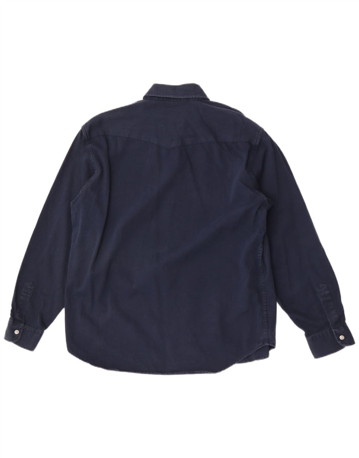 Camisa Carrera Hombre Grande Azul Marino Algodón