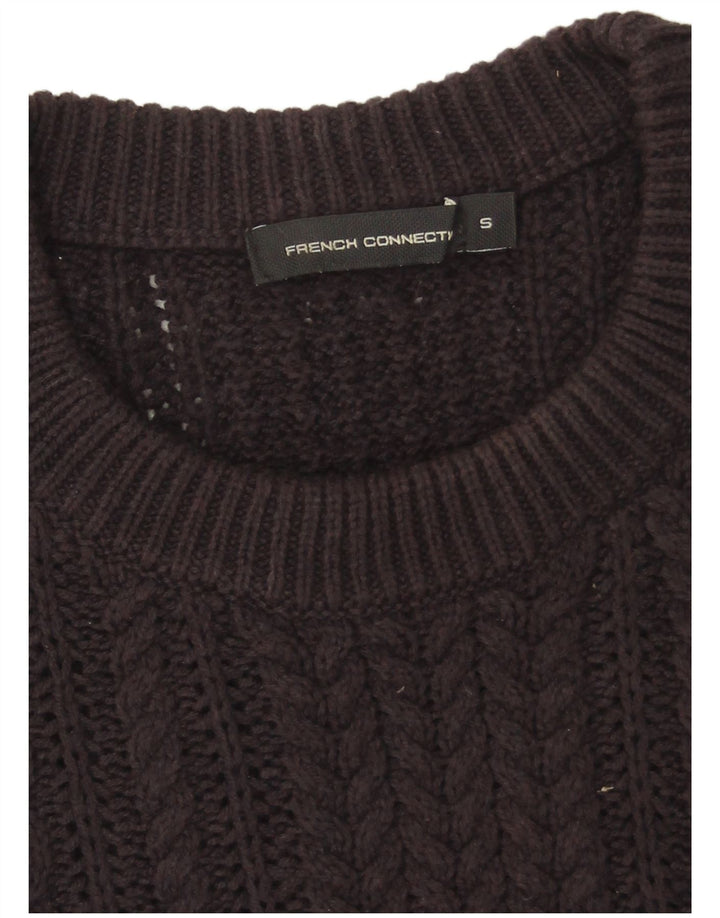 French Connection Jersey de cuello redondo para hombre, talla pequeña, algodón azul marino