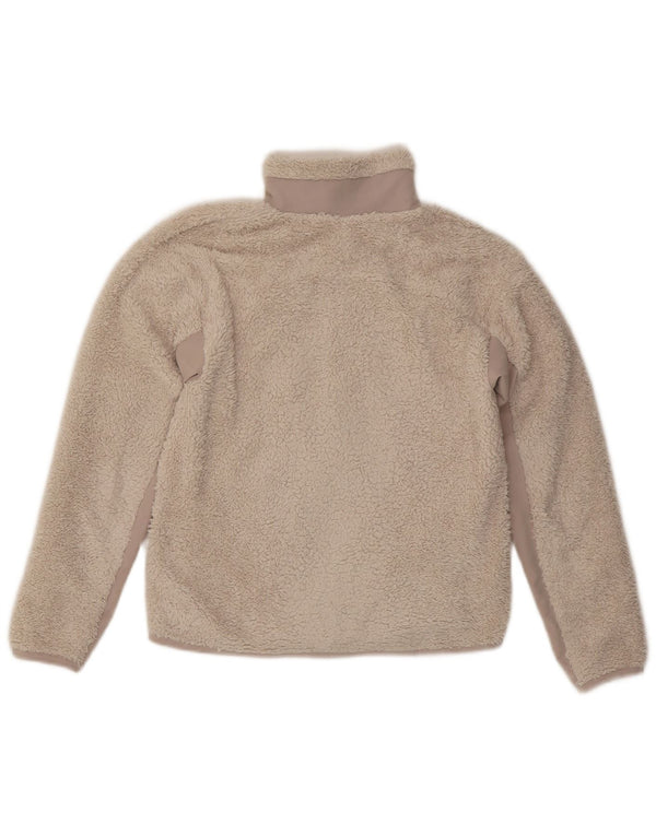 NIKE Chaqueta polar extragrande para mujer UK 6 XS Beige Colorblock Poliéster