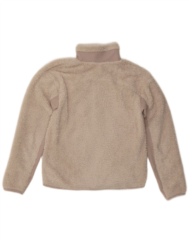 NIKE Chaqueta polar extragrande para mujer UK 6 XS Beige Colorblock Poliéster