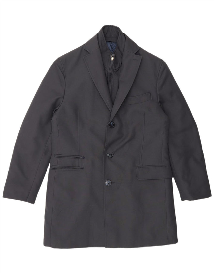 Angelico Chaqueta tipo blazer larga con 3 botones para hombre IT 46 Small Azul marino