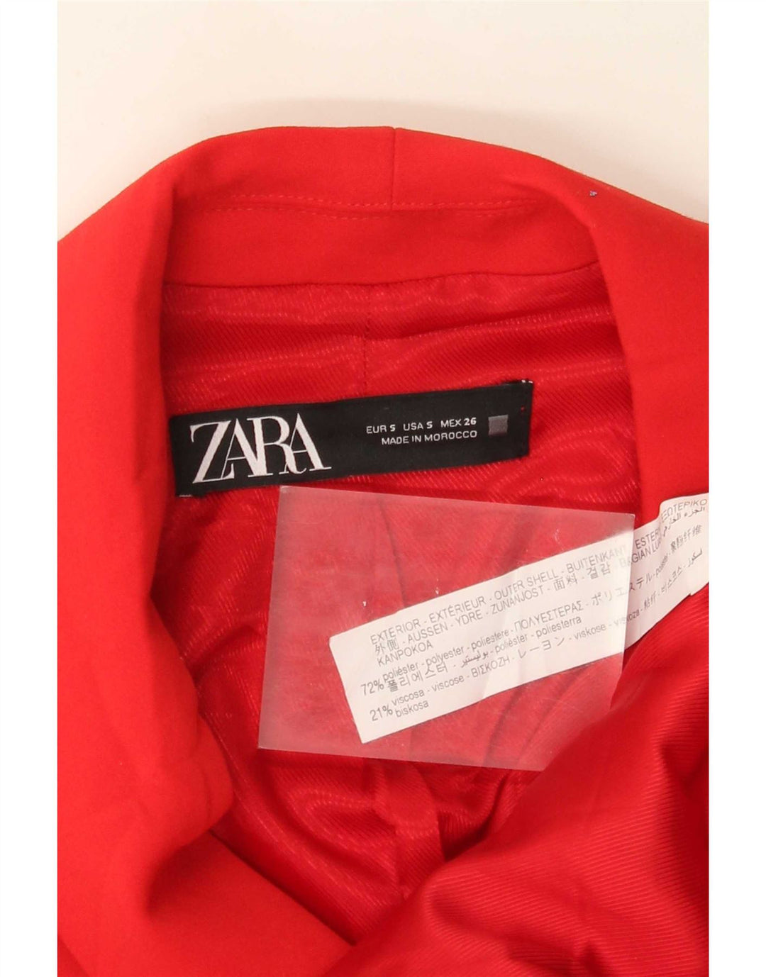 Zara Mujer Chaleco Largo De Doble Botonadura UK 10 Small Poliéster Rojo