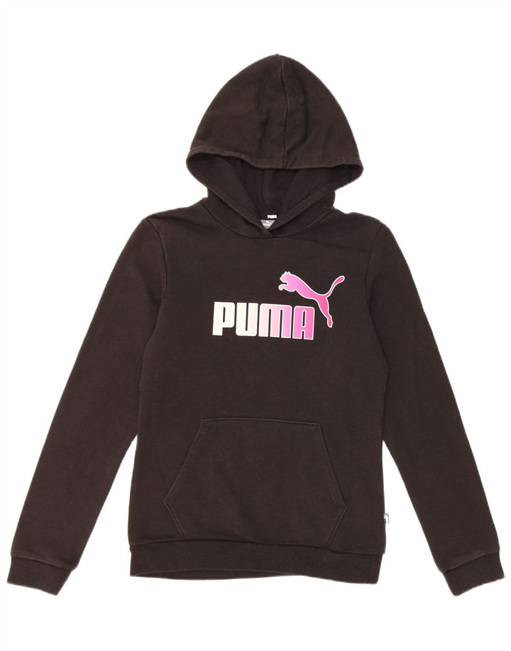 PUMA Sudadera con capucha gráfica para niñas 13-14 años Algodón negro