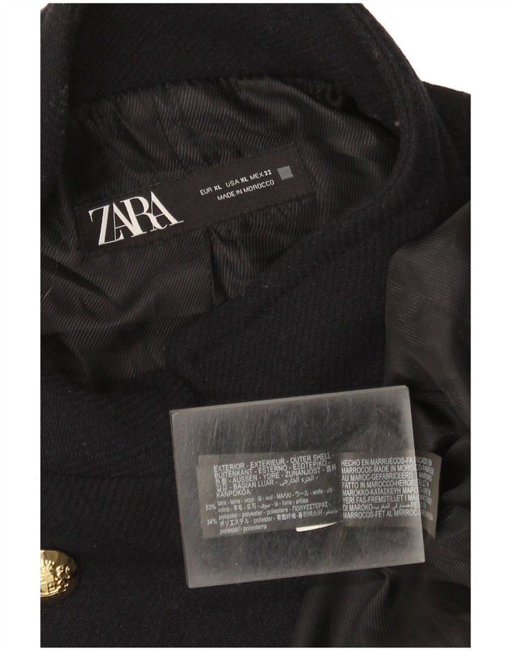 Zara Mujer Chaquetón UK 40 XL Lana Azul Marino
