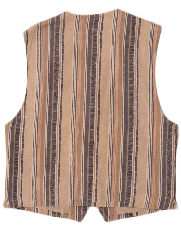 Chaleco vintage para hombre de algodón a rayas beige grande