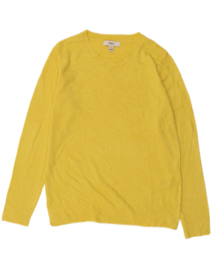 MARKS & SPENCER Womens Boat Neck Jumper Sweater UK 12 Medium Yellow