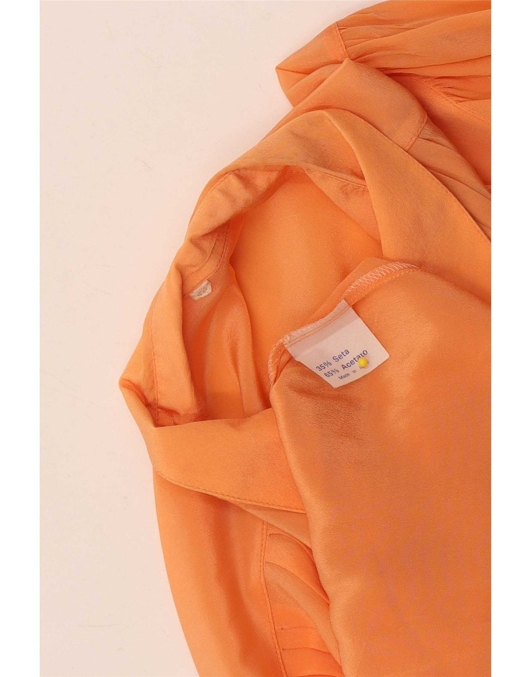 Vintage mujer relajado ajuste ver a través de camisa blusa EU 40 naranja medio