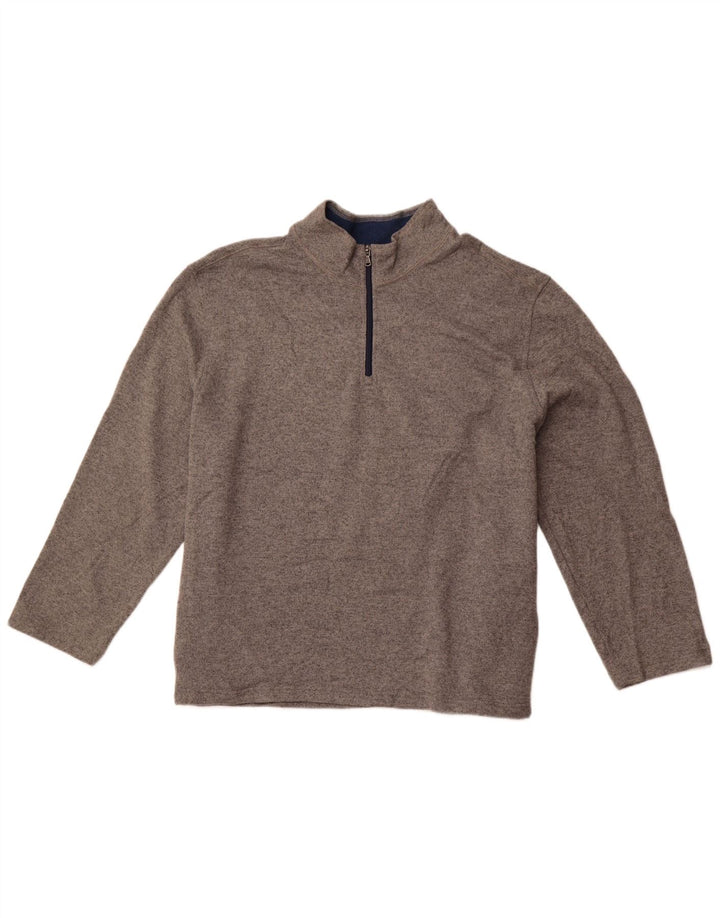 IZOD Suéter con capucha y cremallera para hombre con cremallera y cuello 4XL Poliéster gris