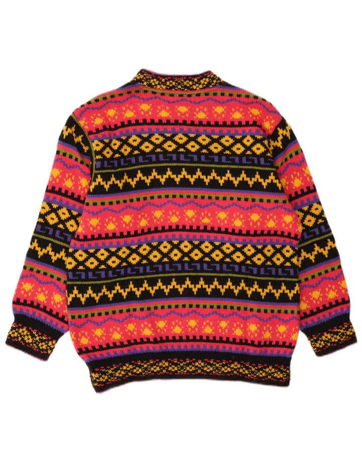 Vintage mujer tortuga cuello jersey suéter Reino Unido 10 pequeño multicolor