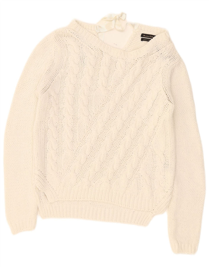 Massimo Dutti Jersey con cuello barco para mujer, talla 40, talla M, color blanco
