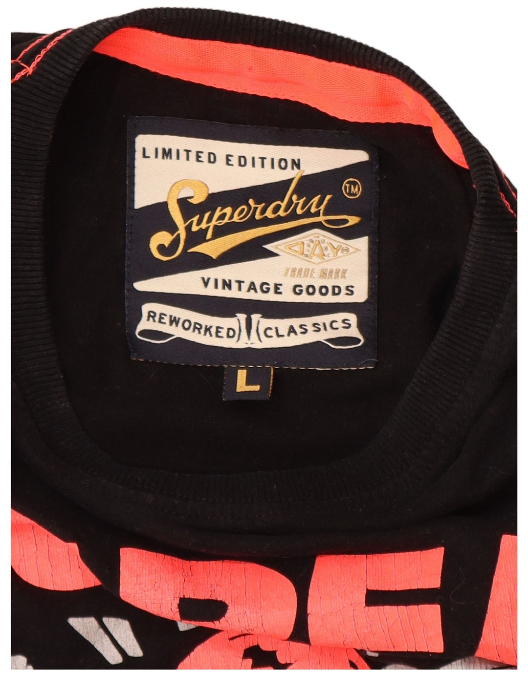 SUPERDRY Camiseta gráfica para hombre Top grande de algodón negro