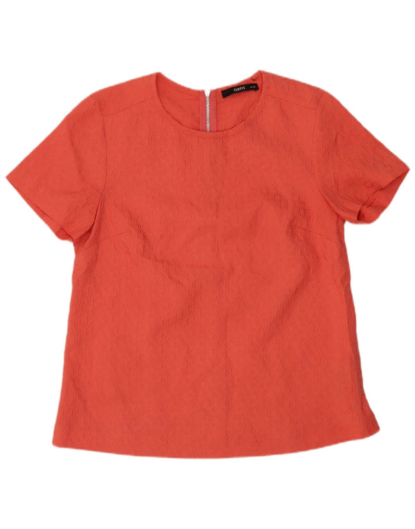 Oasis Blusa de manga corta para mujer Top UK 10 Small Pink Floral Poliéster