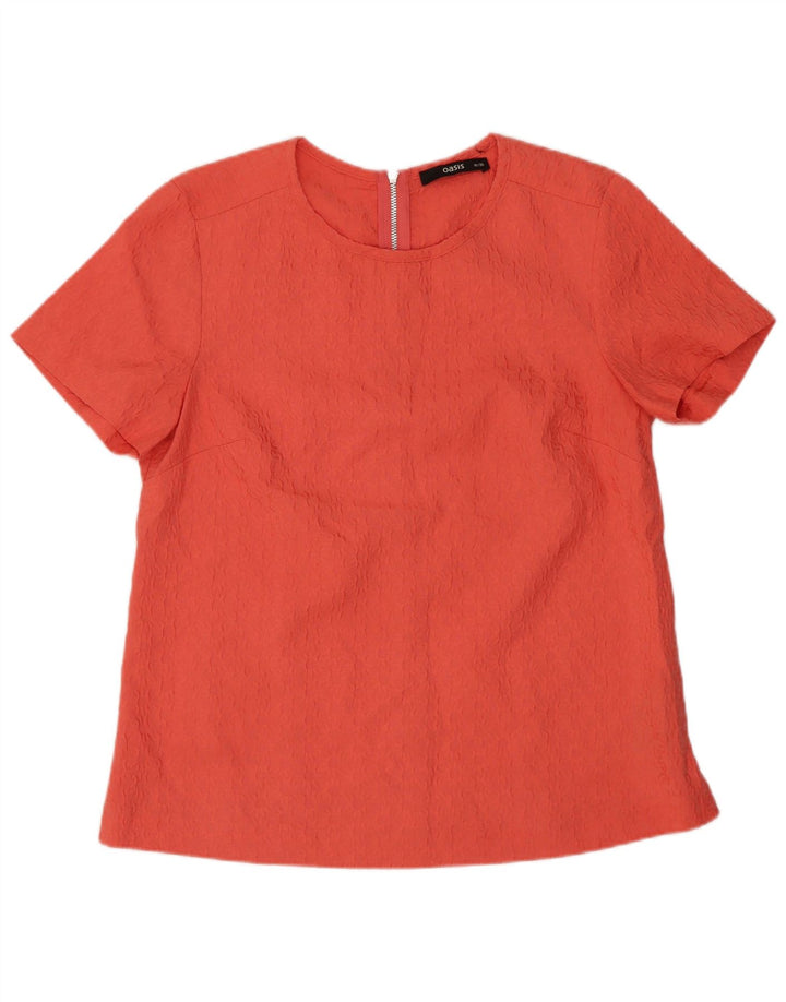 Oasis Blusa de manga corta para mujer Top UK 10 Small Pink Floral Poliéster