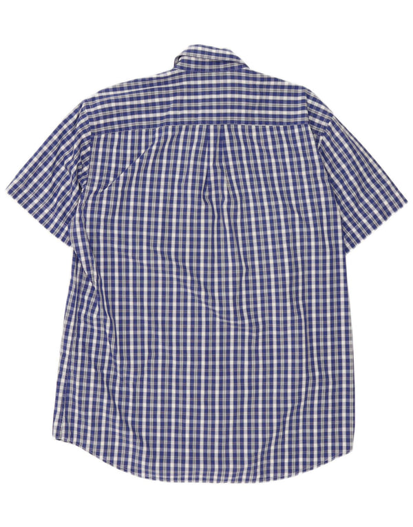 Camisa Lacoste Hombre Manga Corta Talla 40 Algodón Vichy Azul Medio