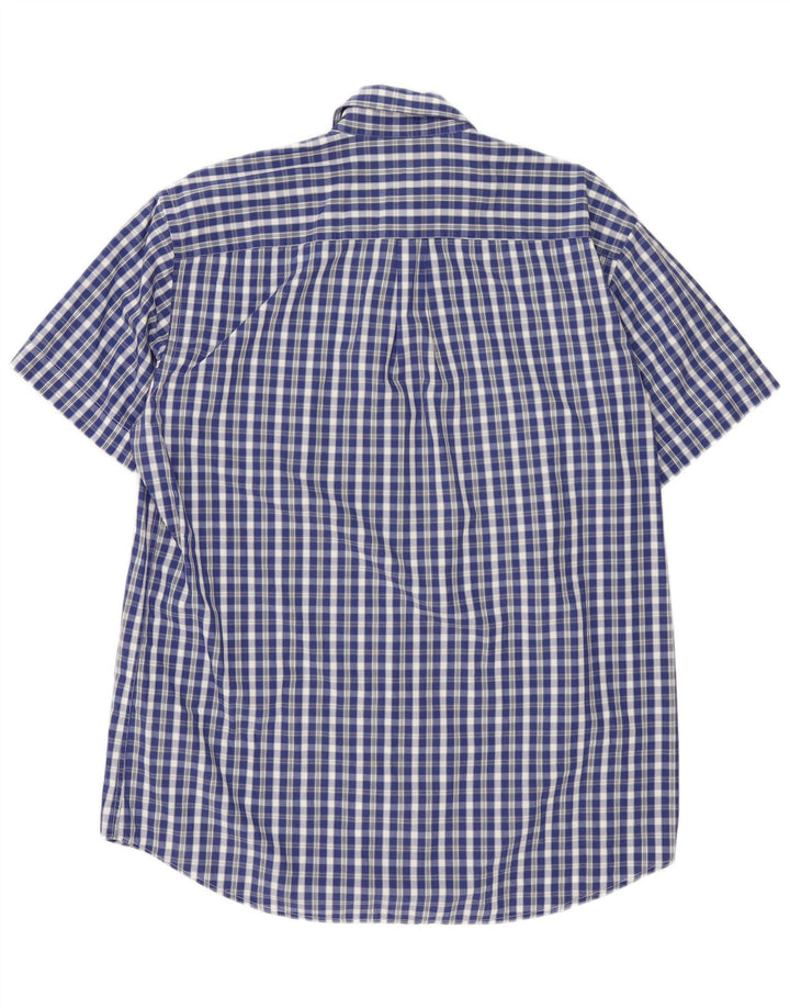 Camisa Lacoste Hombre Manga Corta Talla 40 Algodón Vichy Azul Medio
