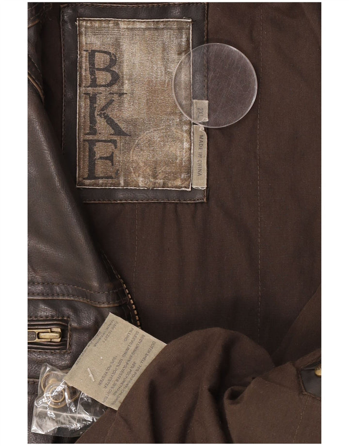 BKE Chaqueta de piel sintética para hombre UK 44 2XL Marrón Polivinilo