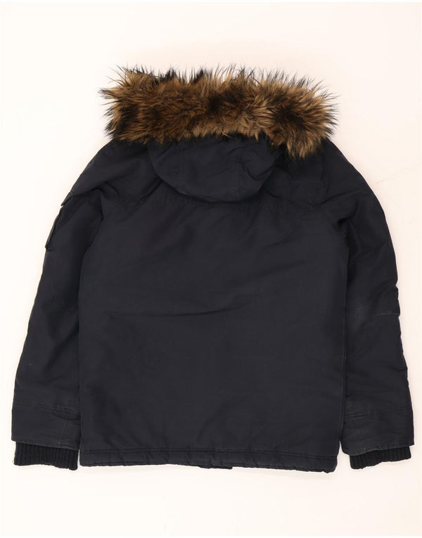 Hollister Chaqueta acolchada holgada con capucha para hombre Reino Unido 36 Small Azul marino