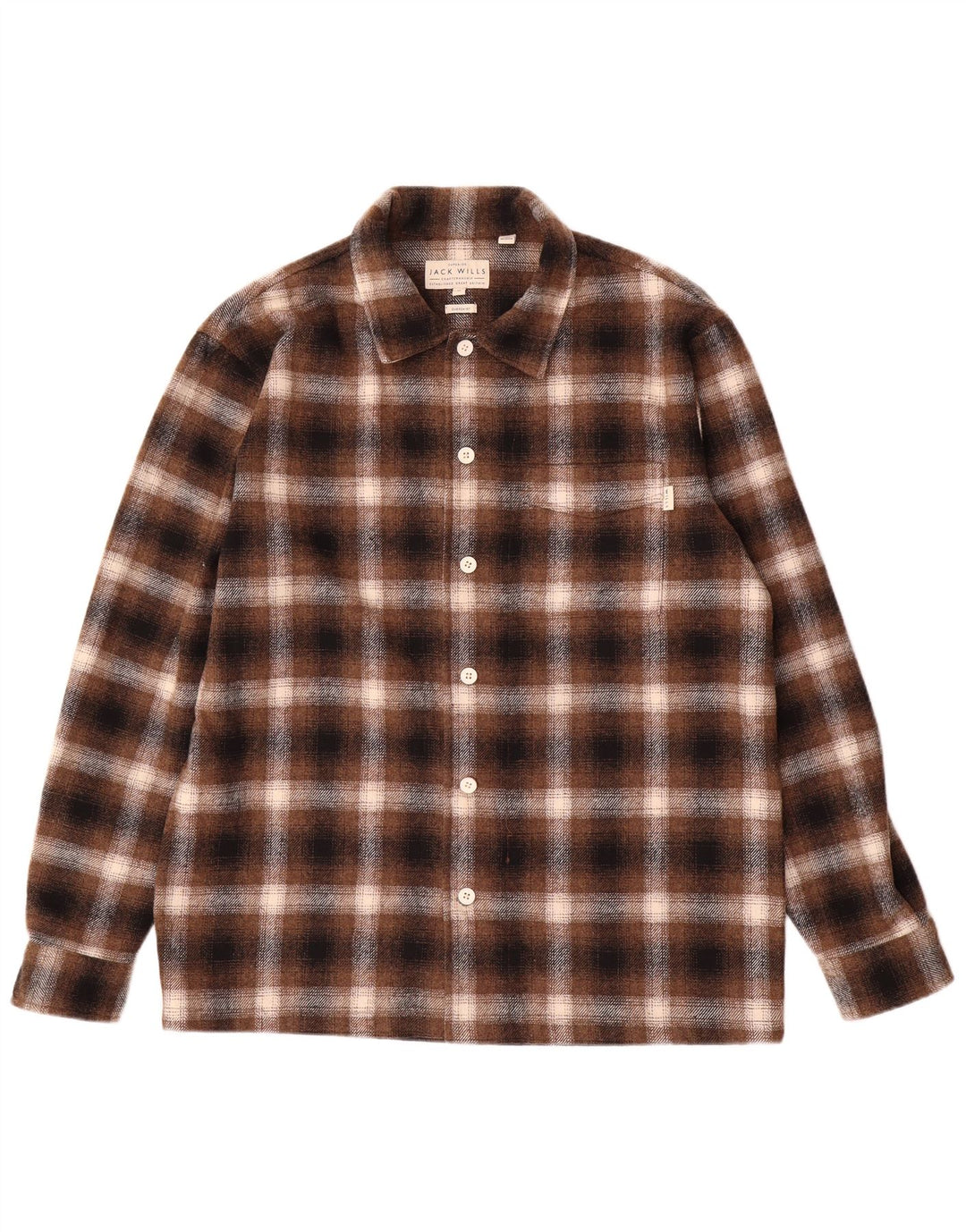 Camisa Jack Wills Hombre Sobrecamisa De Franela Cuadros Marrón Medio