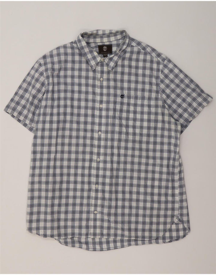 Timberland Camisa De Manga Corta Regular Fit Para Hombre 3XL Azul A Cuadros