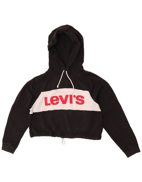 Levi's Jersey con capucha y gráfico corto para mujer UK 44 Medium Black Colourblock