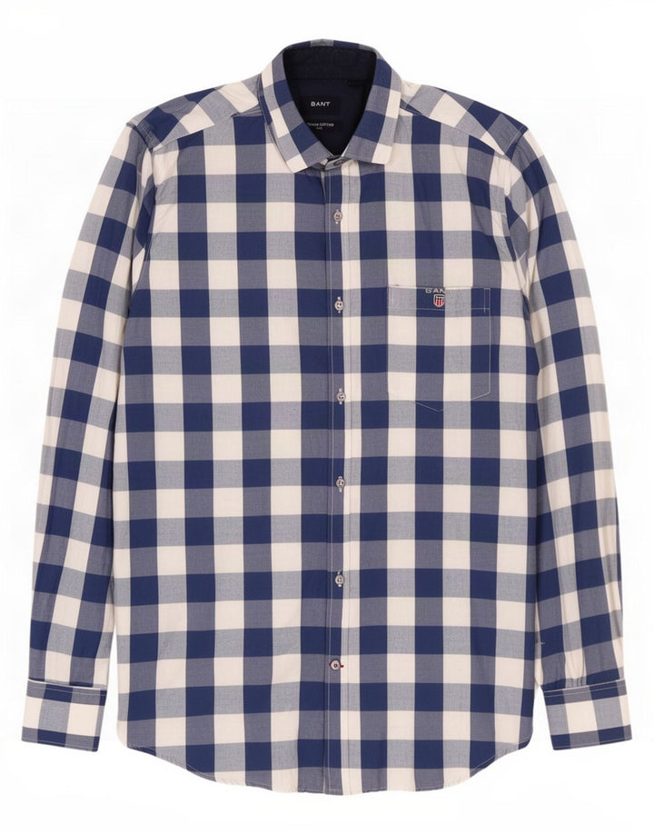 Camisa Gant Slim De Algodón A Cuadros Azul Pequeño |
