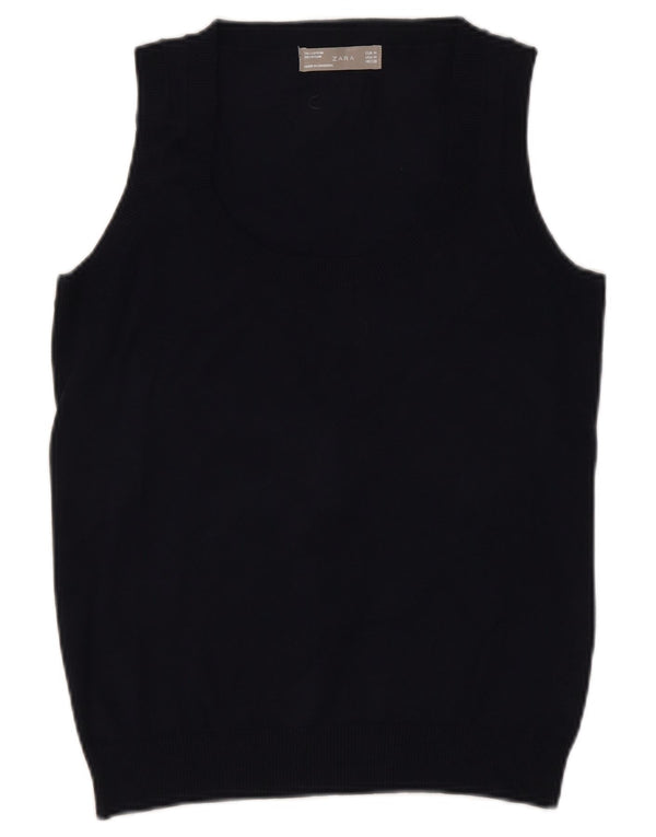Zara Mujer Chaleco Tank Top Reino Unido 12 Mediano Negro