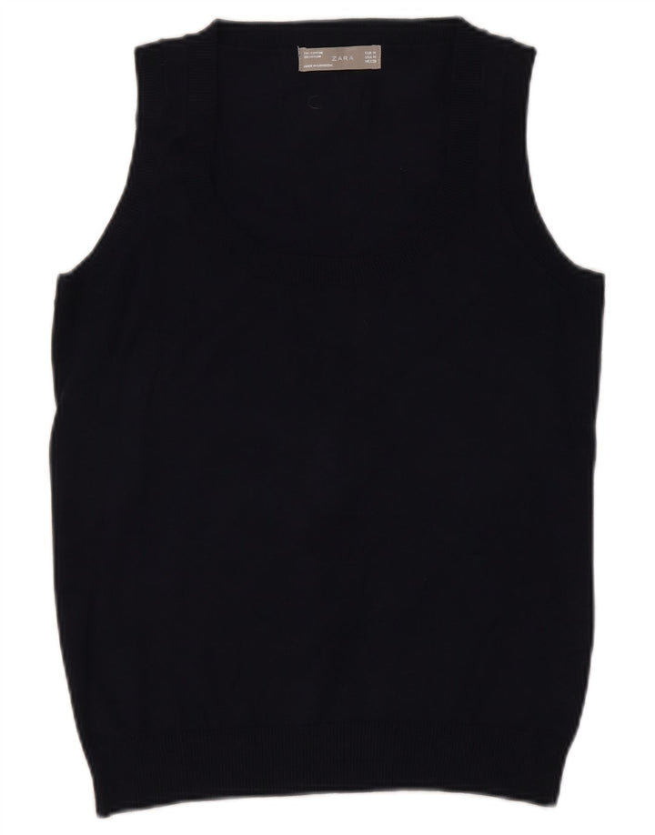 Zara Mujer Chaleco Tank Top Reino Unido 12 Mediano Negro