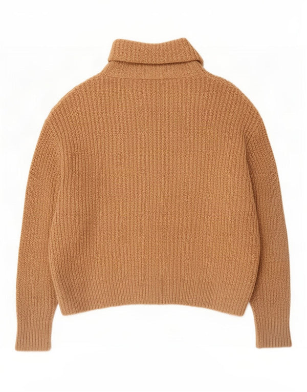 Zara Mujer Oversize Roll Neck Jumper Sweater UK 10 Small Beige Acrílico