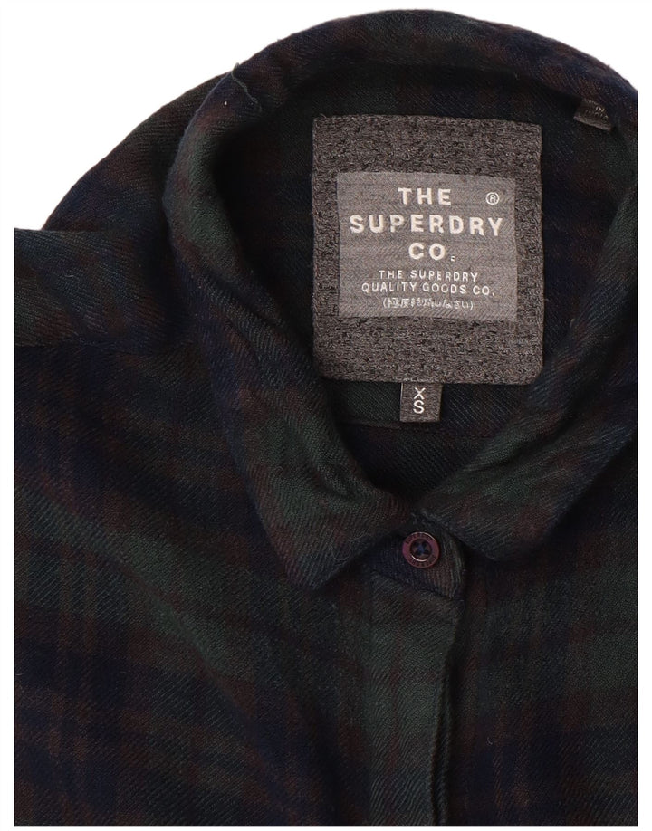 Superdry Camisa de franela para mujer UK 6 XS Navy Blue Check
