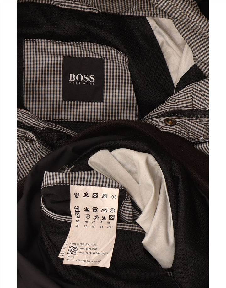 Hugo Boss Chaqueta bomber con capucha para hombre EU 50 Grande Poliéster a cuadros negro