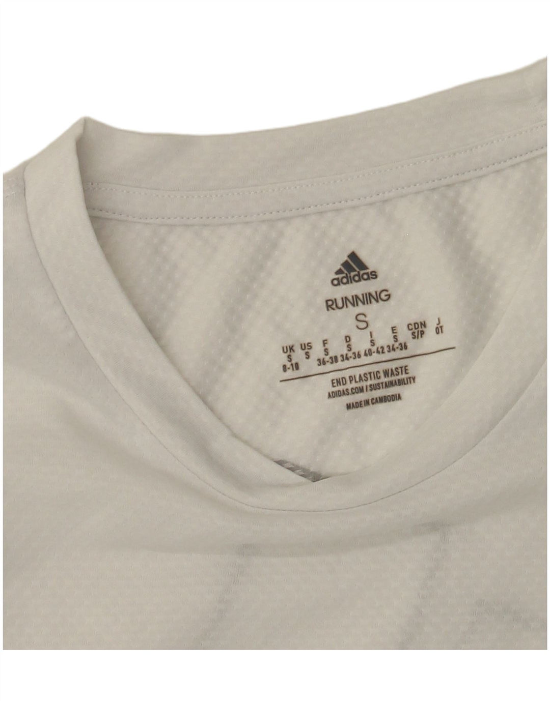 Adidas Mujer Gráfico Top Manga Larga UK 8/10 Pequeño Poliéster Blanco
