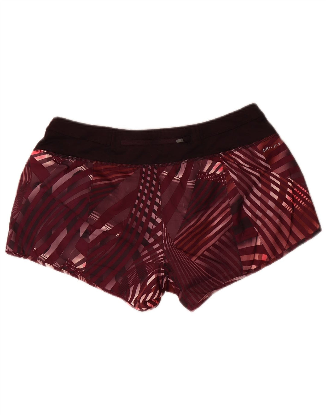 Nike Pantalones cortos deportivos Dri Fit para mujer UK 44 Mediano Borgoña Cuadros Poliéster
