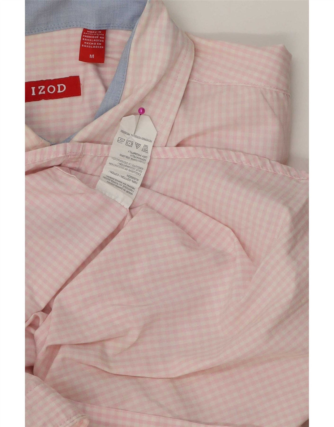 Camisa Izod Hombre Algodón Vichy Rosa Medio