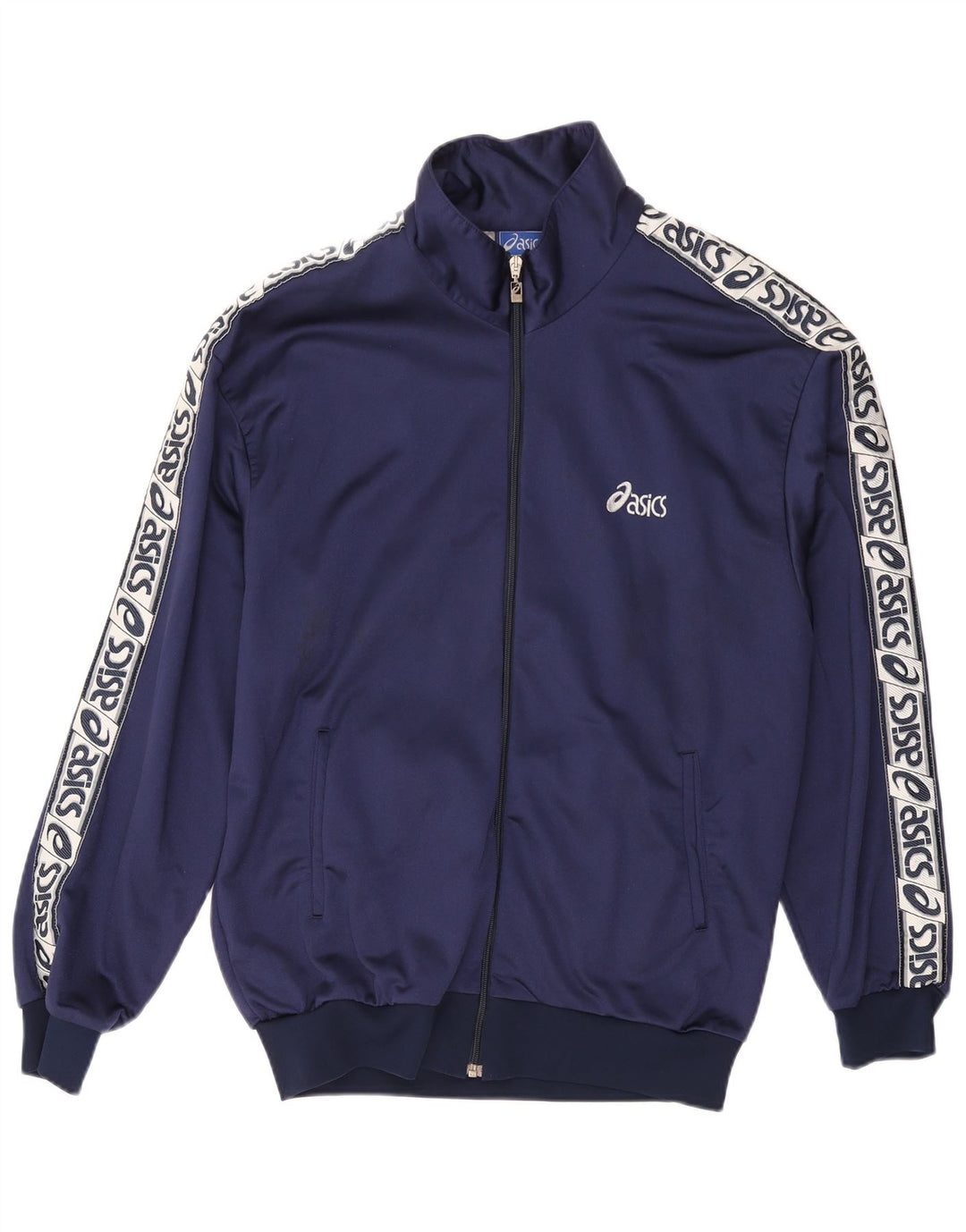 ASICS Mens Graphic Chándal Top Chaqueta Grande Azul Marino Poliamida